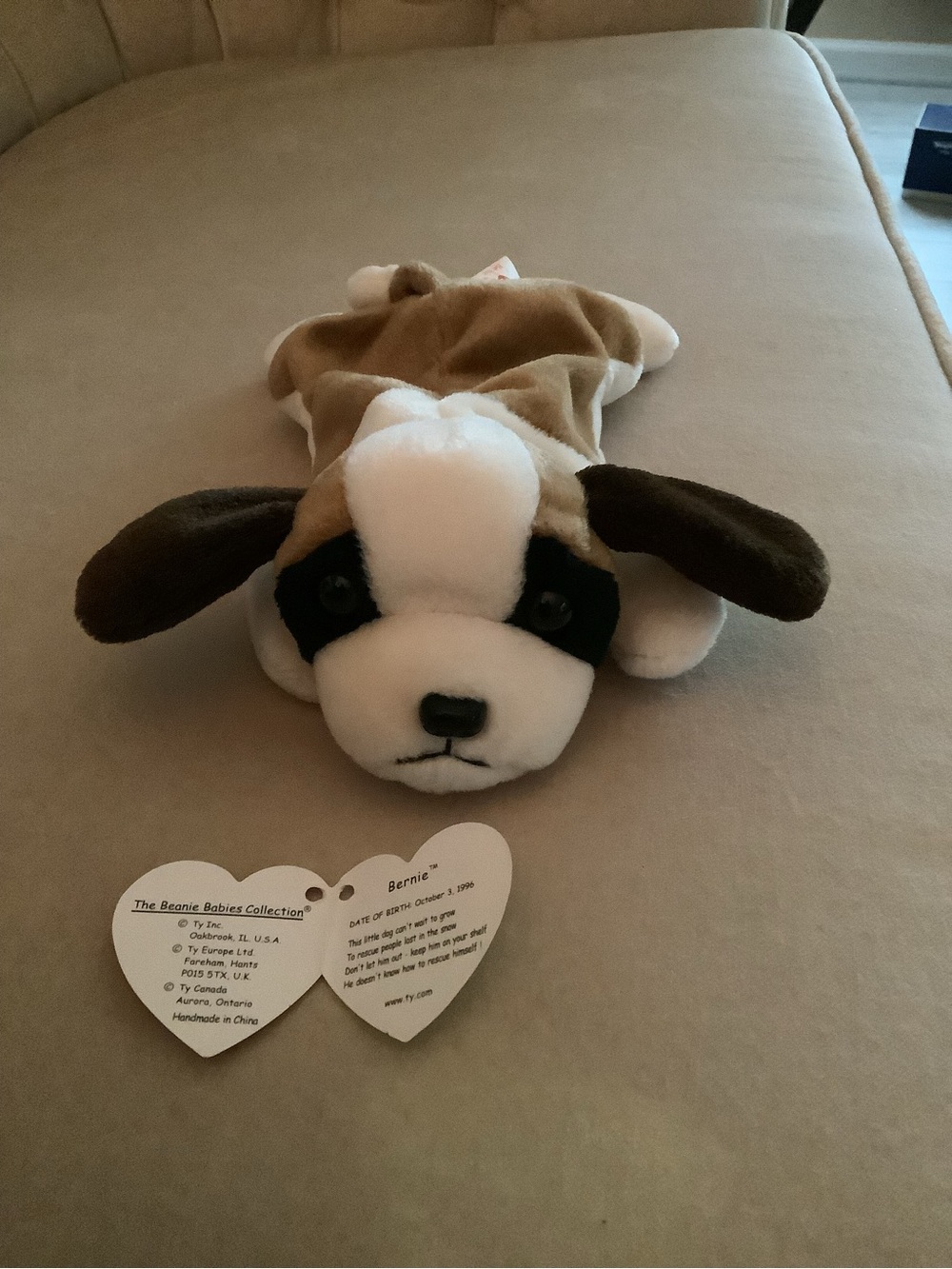 Ty Plush Puppy in Brown, White & Dark Brown